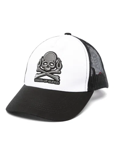 Vision Of Super Skull-patch Baseball Cap In Black Sand