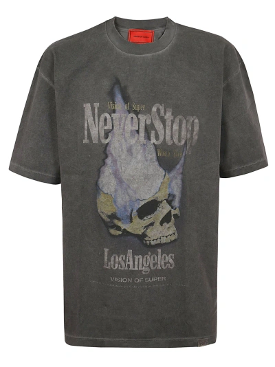 Vision Of Super Stone Wash T-shirt With Never Stop Print