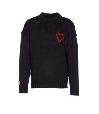 Vision Of Super Heart-intarsia Jumper In Black
