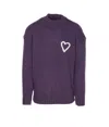 Vision Of Super Heart-embroidered Crewneck Sweater In Purple