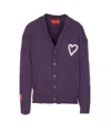 Vision Of Super Heart-embroidered Button Cardigan In Purple