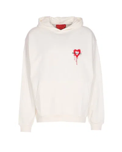 Vision Of Super Heart Print Hoodie In White