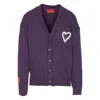 Vision Of Super Heart-embroidered Button Cardigan In Purple