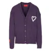Vision Of Super Heart-embroidered Button Cardigan In Purple