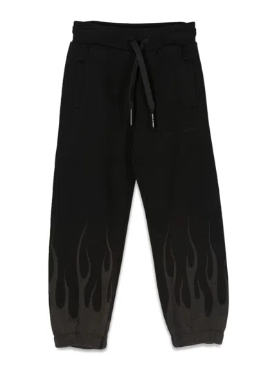 Vision Of Super Kids' Sweatpants Corrosive Flames In Black