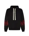 Vision Of Super Men's Lightweight Hooded Sweatshirt Embroidery Flames Hoodie Black/red