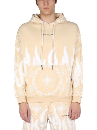 Vision Of Super Paisley Patterned Hoodie Sweatshirt For Men In Neutral