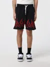 Vision Of Super Flame Print Brushed Cotton Jogger Shorts In Black