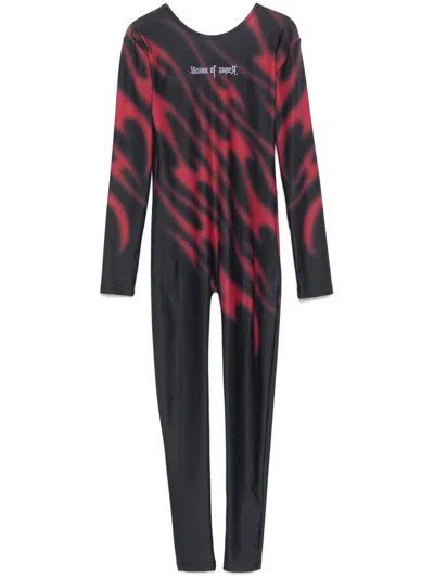 Vision Of Super Tribal Flames-print Jumpsuit In 黑色