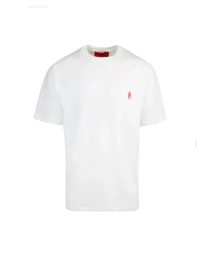 Vision Of Super White Crew-neck T-shirt With Embroidered Logo