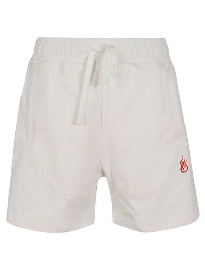 Vision Of Super White Shorts With Flames Logo And Metal Label