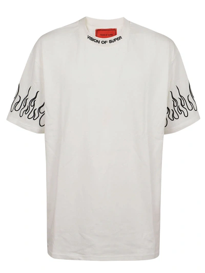 Vision Of Super White T-shirt With Black Flames