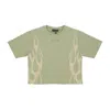 Vision Of Super Women's Short T-shirt Flames Tee Green/off White
