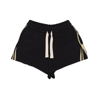 Vision Of Super Women's Short Tracksuit Pants Flames Shorts Black/off White