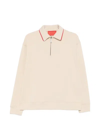 Vision Of Super Zip-up Collared Polo Shirt In Brown