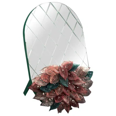 Pre-owned Visionnaire Foglia Table Mirror In Murano Glass By Zanellato Bortotto In Gray