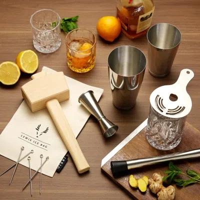 Viski 17-piece Stainless Steel Barware Set In Silver