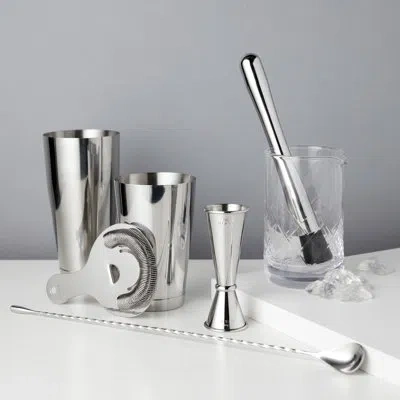 Viski 7-piece Stainless Steel Barware Set In Silver