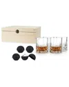 Viski 8pc Crystal Liquor Glass & Ice Sphere Wood Box Set