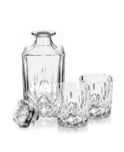 Viski Admiral Crystal 3-piece Decanter & Tumbler Set In White