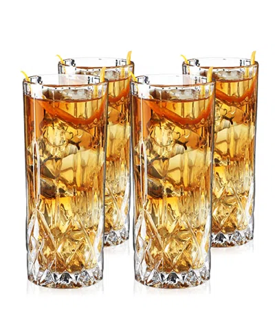 Viski Admiral Crystal Highball Glasses Set Of 4 In Clear