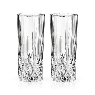 Viski Admiral Highball Glasses, Faceted Lead-free Crystal Tumblers, Set Of 2, Holds 9 oz In Clear