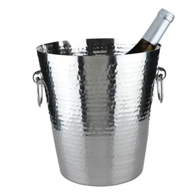 Viski Admiral Irving Stainless Steel Hammered Ice Bucket In Silver