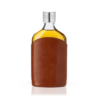 Viski Admiral Parker Leather-wrapped 7 oz Glass Flask In Clear
