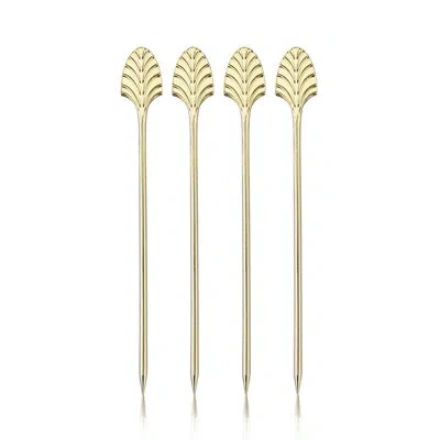 Viski Art Deco Cocktail Picks In Gold