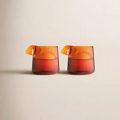 Viski Aurora Amber Cocktail Tumblers In Orange