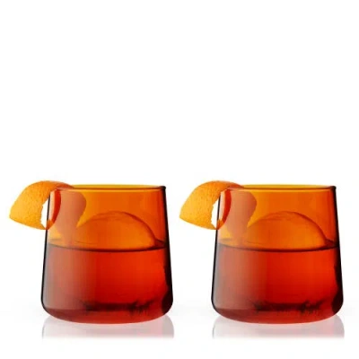 Viski Aurora Cocktail Tumblers In Orange