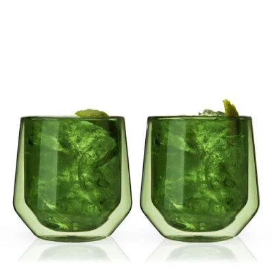 Viski Aurora Double Walled Tumblers Set Of 2 In Green