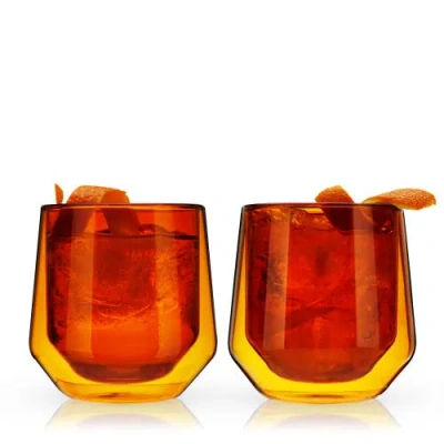 Viski Aurora Double Walled Tumblers Set Of 2 In Orange