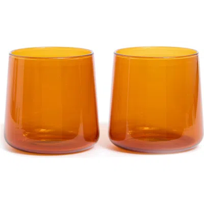 Viski Aurora Set Of 2 Cocktail Tumbler Glasses In Orange