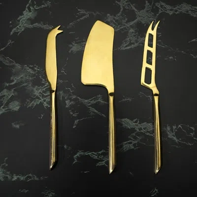 Viski Belmont Cheese Knives In Gold Set Of 3