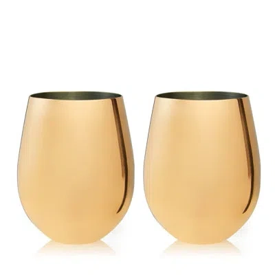 Viski Belmont Stainless Steel Stemless Wine Glasses In Gold