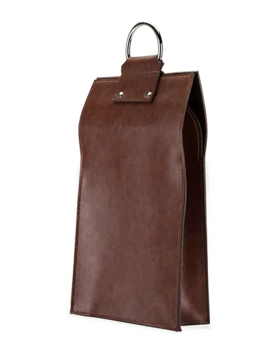 Viski Brown Faux Leather Doublebottle Wine Tote