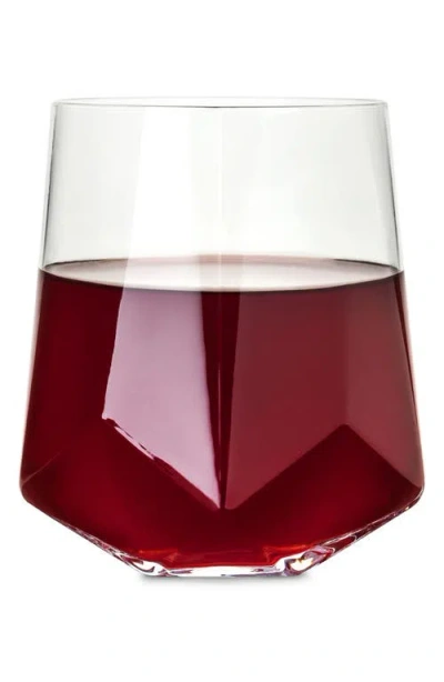 Viski By True Fabrications Raye Set Of 2 Faceted Stemless Wine Glasses In White