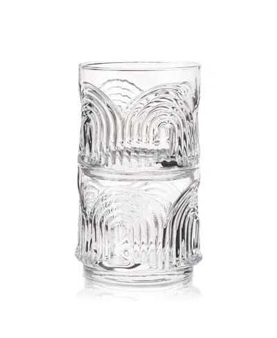 Viski Deco Beau Crystal Lowball Tumblers, Set Of 2 In Transparent