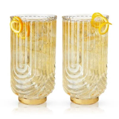 Viski Deco Gatsby Highball Glasses Set Of 2 In Clear