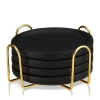 Viski Earthenware Coasters With Stand Set Of 4 In Black