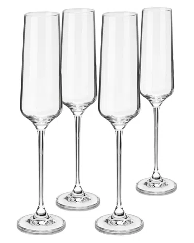 Viski European Crystal Champagne Flutes In Transparent