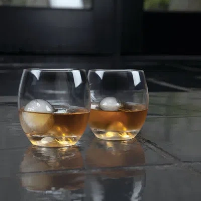 Viski Glacier Rocks  4-piece Ice Sphere Mold And Crystal Tumbler Set In Clear