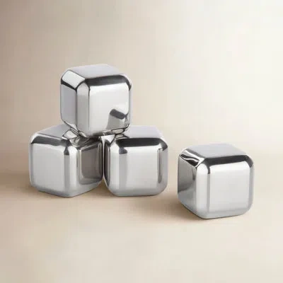Viski Glacier Rocks Stainless Steel Cube In Silver
