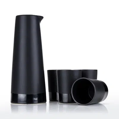Viski Harrison 5-piece Stoneware Sake Set In Black