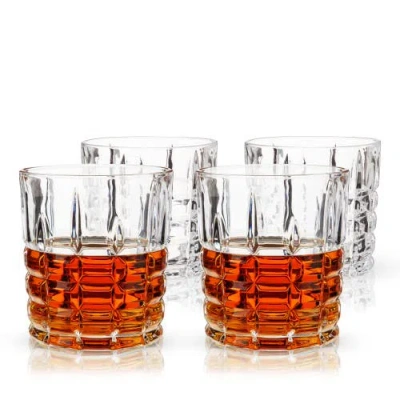 Viski Highland Crystal Dof Tumblers Set Of 4 In Clear