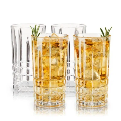 Viski Highland Crystal Highball Tumblers Set Of 4 In Clear
