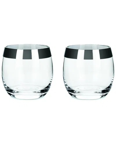 Viski Irving Chrome Rim Tumbler Set In Transparent