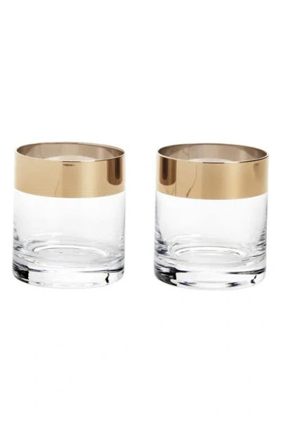 Viski Irving Crystal Tumblers With Bronze Rim Set Of 2 In Transparent