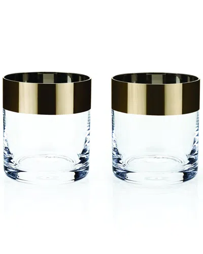 Viski Irving Set Of 2 Bronze Rim Tumbler Set